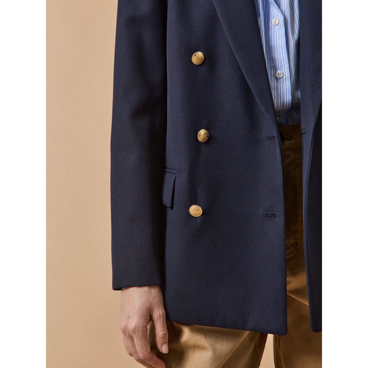Veste blazer twill uni  boutons dorés encre, CYRILLUS