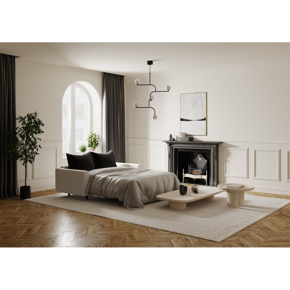Canapé en tissu tramé Hailie Jade beige, SIA HOME