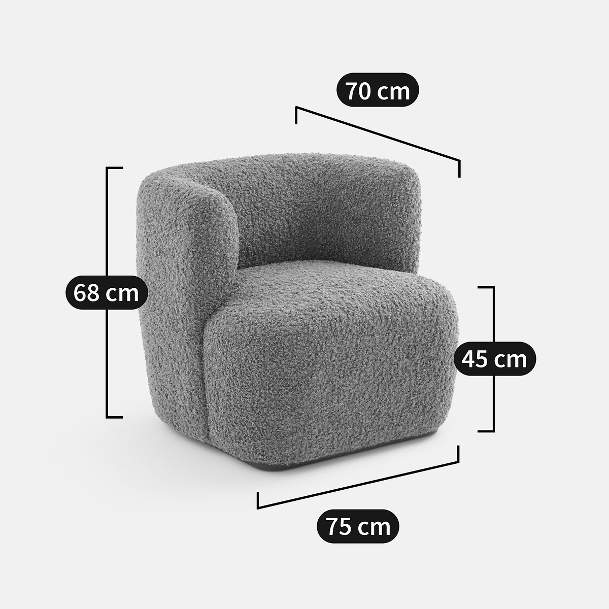 Fauteuil bouclette, Nidou caramel, LA REDOUTE INTERIEURS