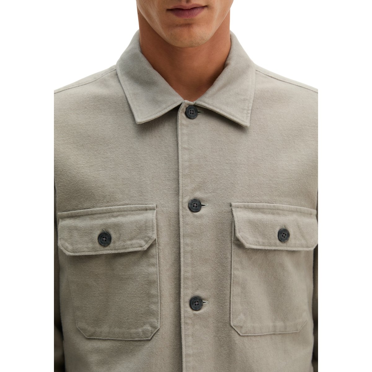 Surchemise en sergé de coton bio bicolore marron, MARC O'POLO