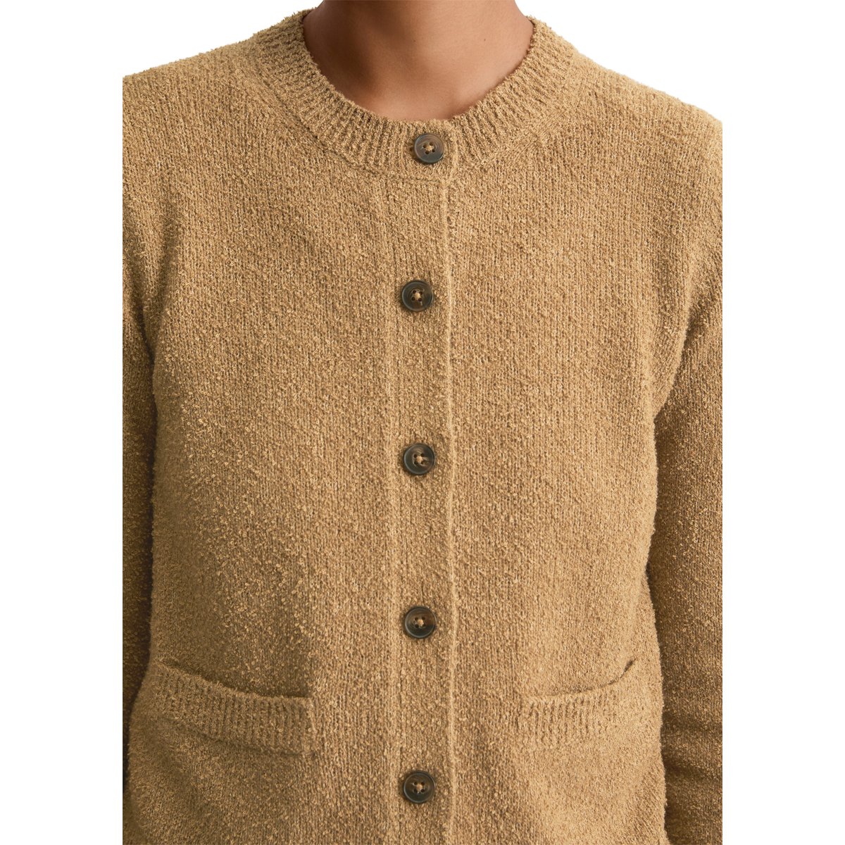 Cardigan regular en fil bouclé beige, MARC O'POLO