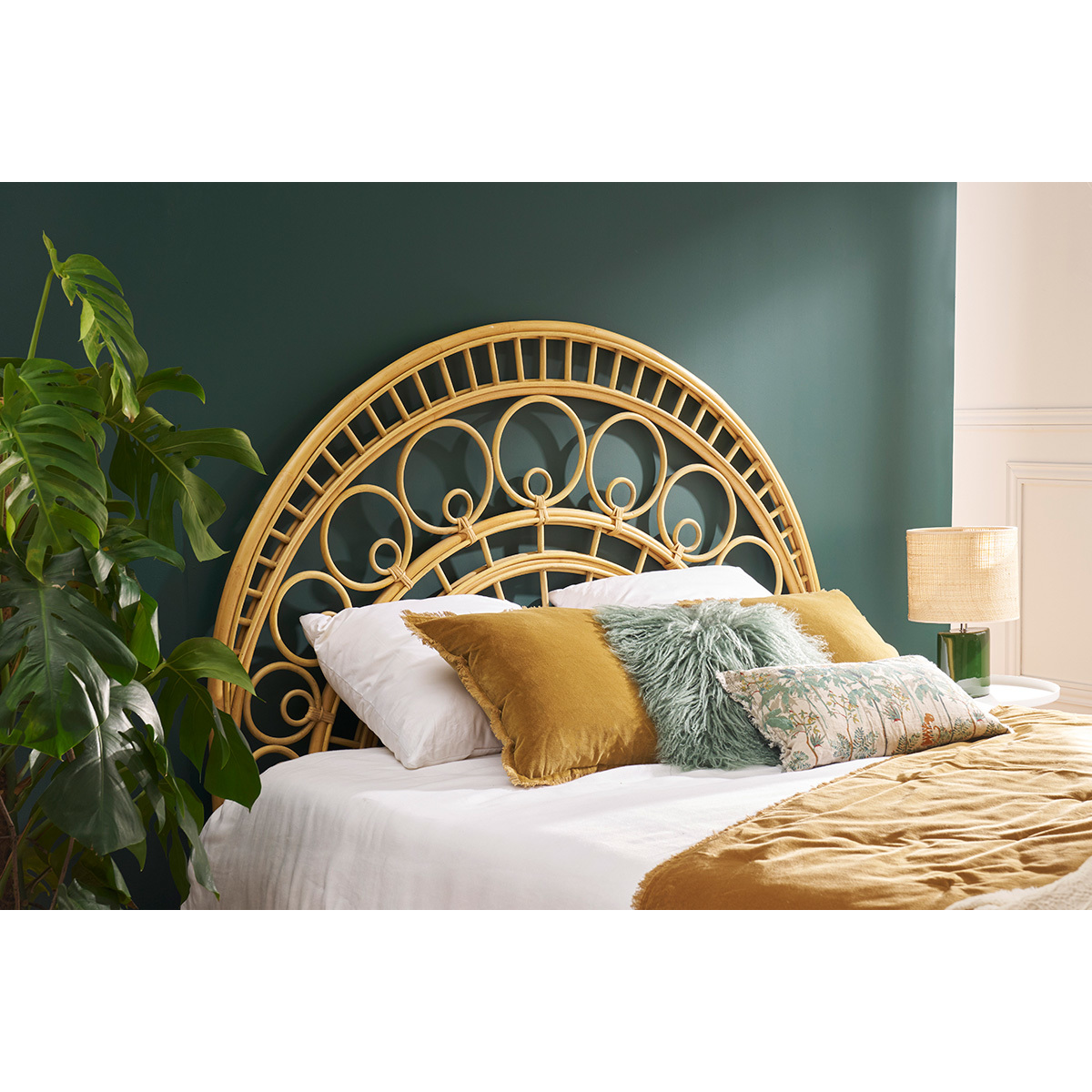 Tête de lit déco en rotin naturel L160 cm SORAYA marron clair, MILIBOO