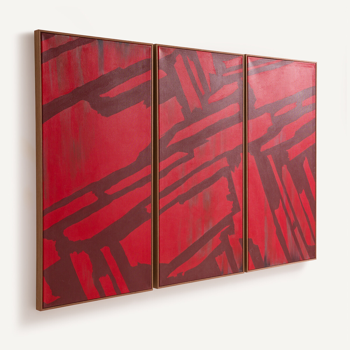 Ensemble de 3 tableaux, peints à la main, Palim rouge, AM.PM