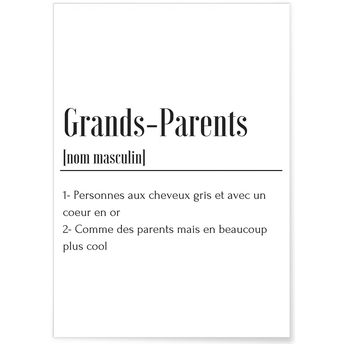 Affiche Définition Grands-Parents blanc, L'AFFICHERIE