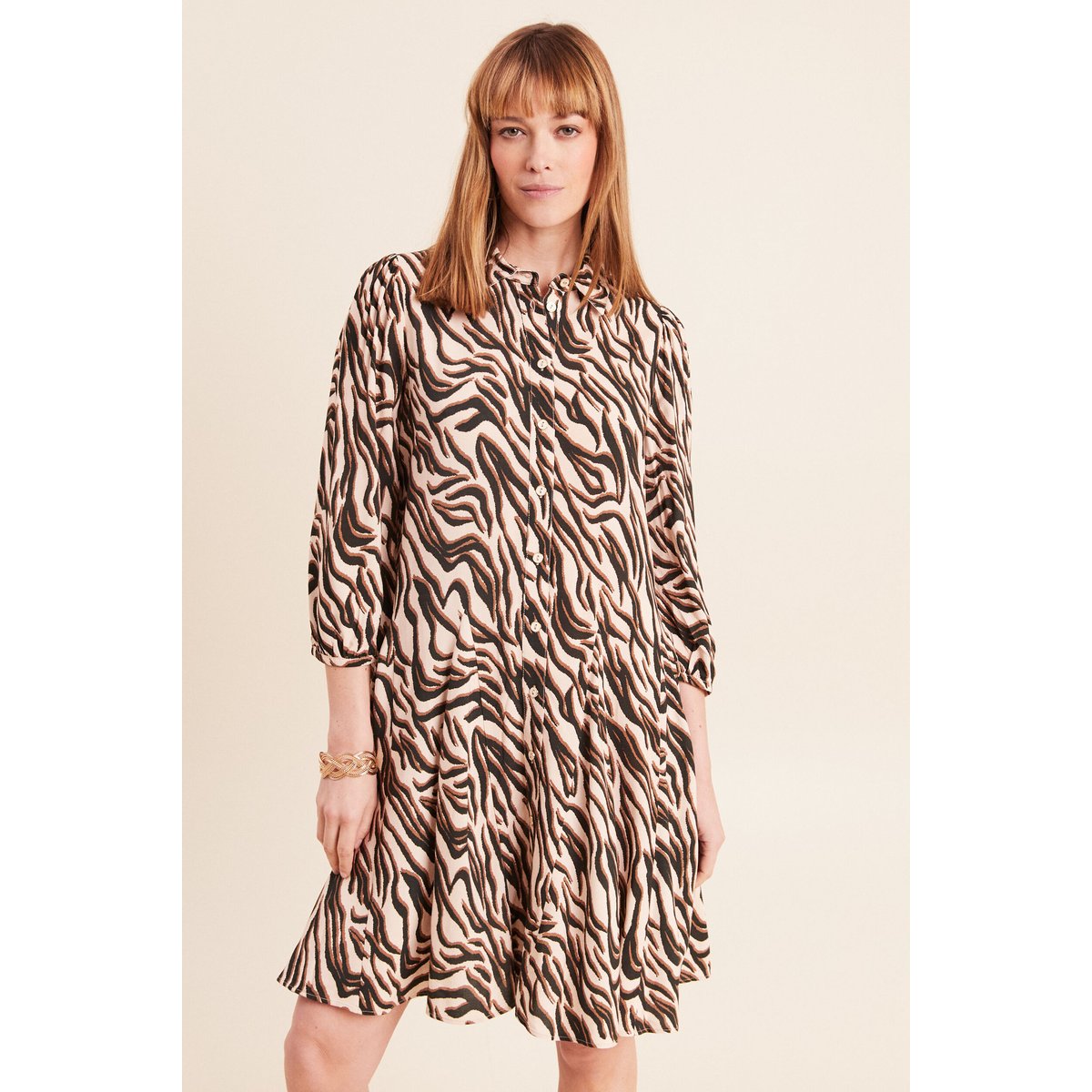 Robe courte évasée col chemise noir, BREAL