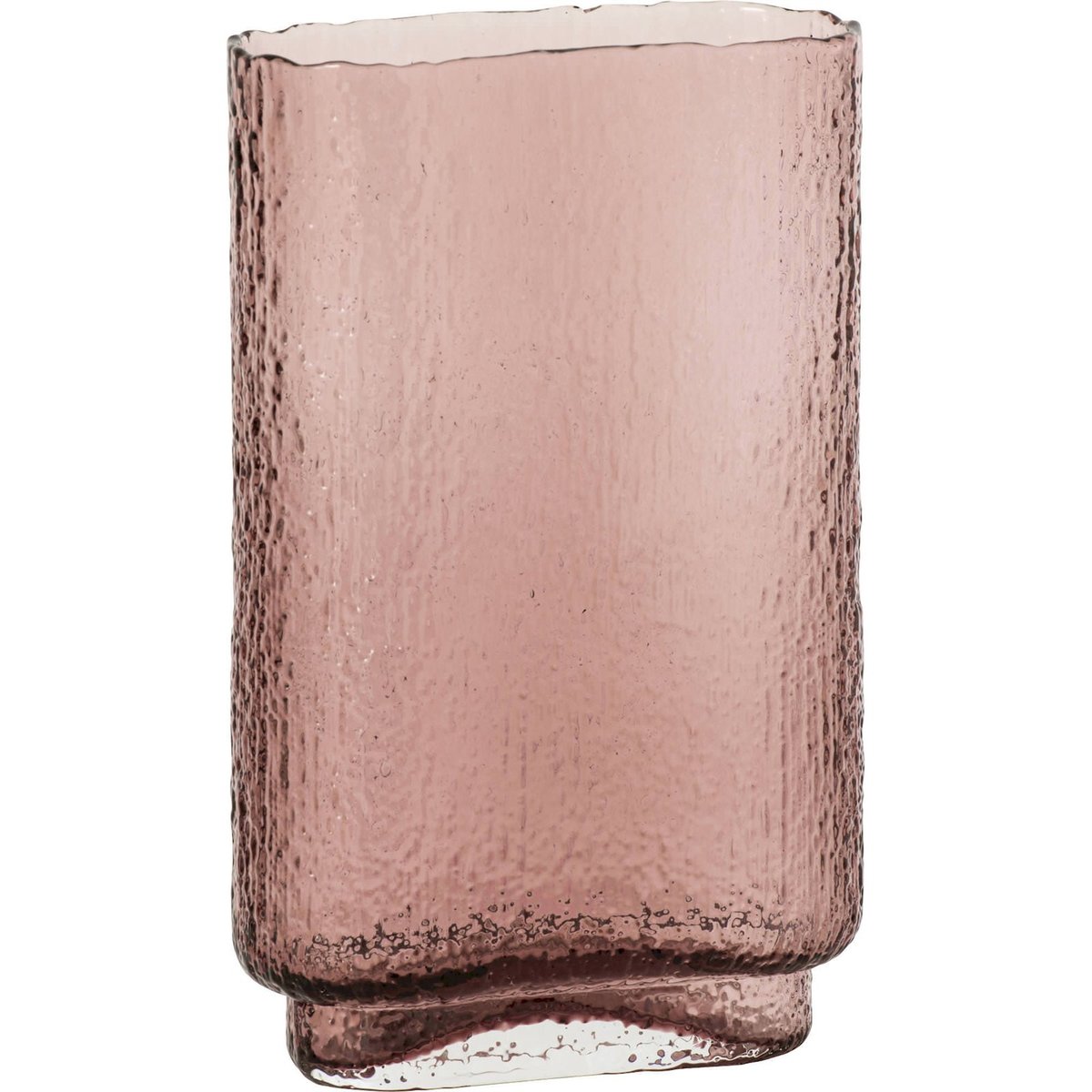 Vase rectangulaire en verre à relief bordeaux, RECOLLECTION