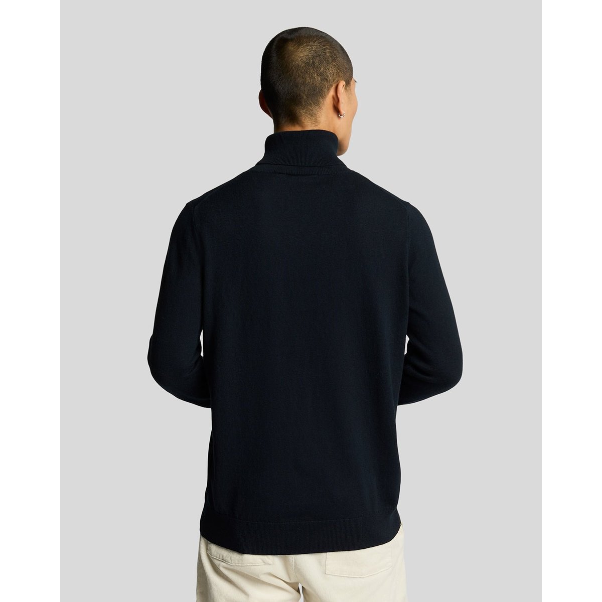 Pull en coton mérinos col roulé bleu foncé marine, LYLE & SCOTT
