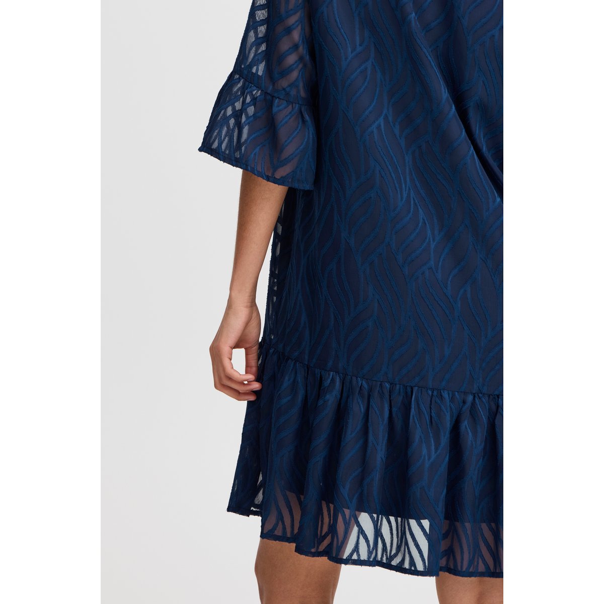 Robe coupe ample, manches 3/4, longueur genou bleu navy blazer, B.YOUNG