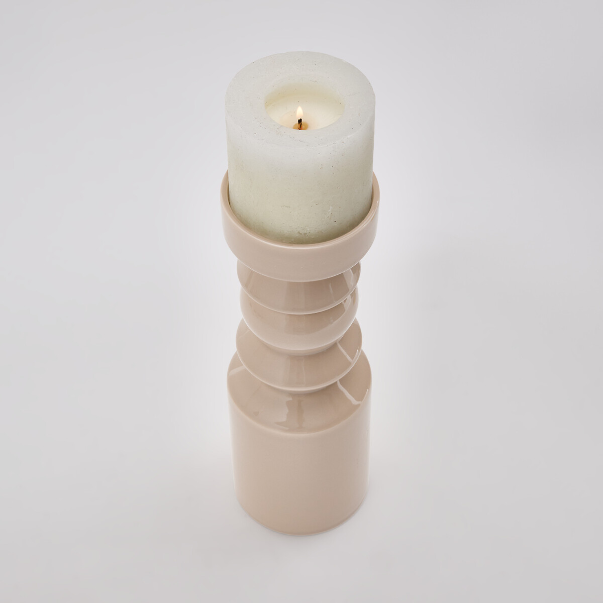 Cefalu glazed earthenware candle holder, height 35cm pinky beige, AM.PM