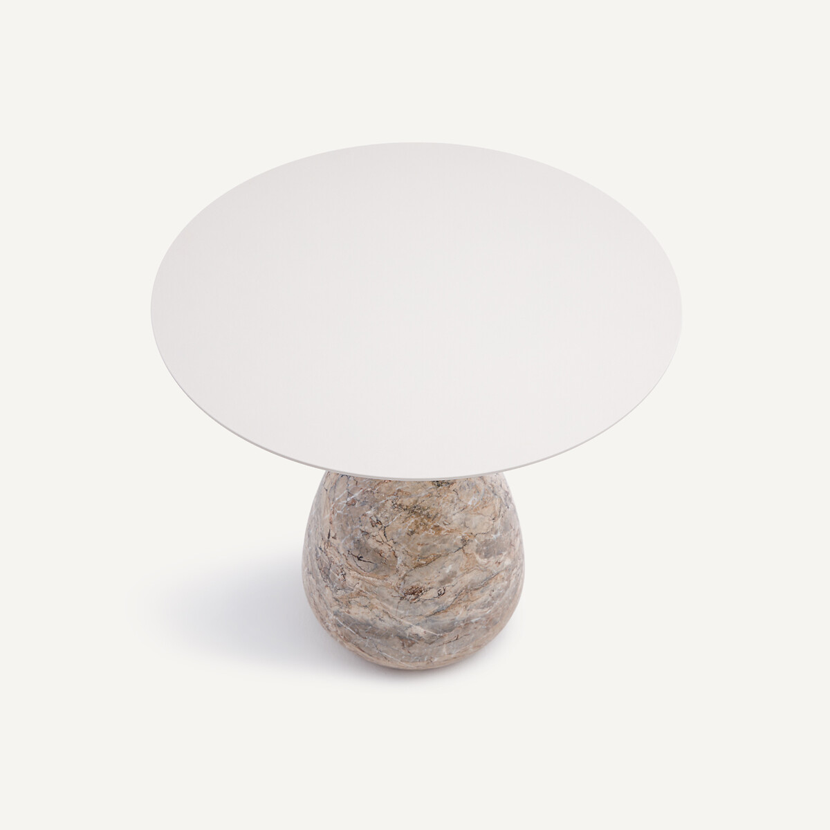 Bout de canapé marbre et métal fer Ø60 cm Balastro grège, AM.PM