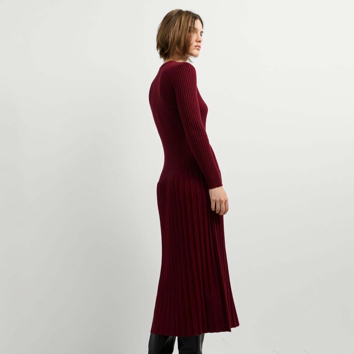 Robe Longue Côtelée rouge bordeaux, PEPE JEANS