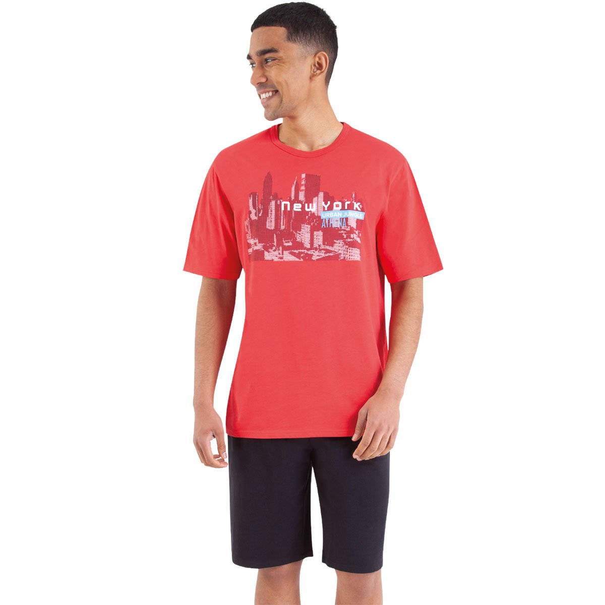 Pyjashort T-shirt col rond terracotta, ATHENA