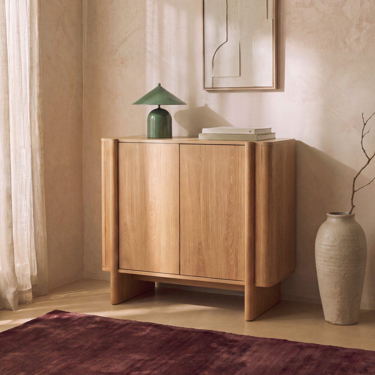 Buffet 2 portes en bois L 80 cm- OLI bois clair, DRAWER