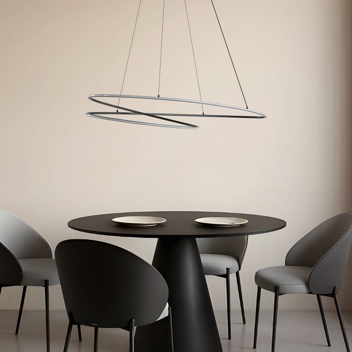 Suspension en métal moderneLED, Gavril noir, LUCANDE