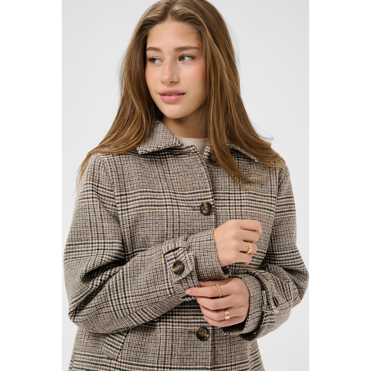 Manteau gris grey check, CREAM