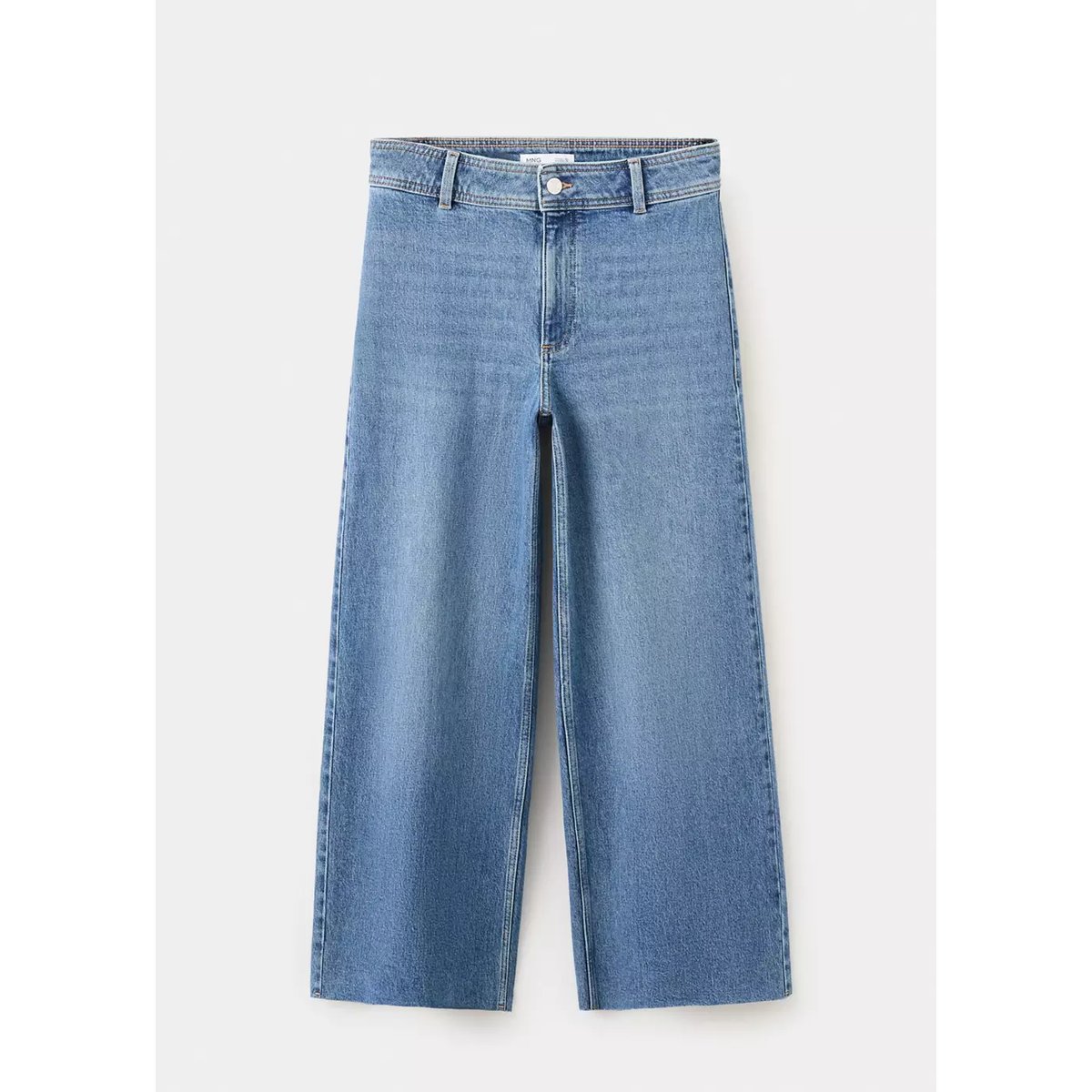 Jean style jupe-culotte Catherin taille haute bleu moyen, MANGO