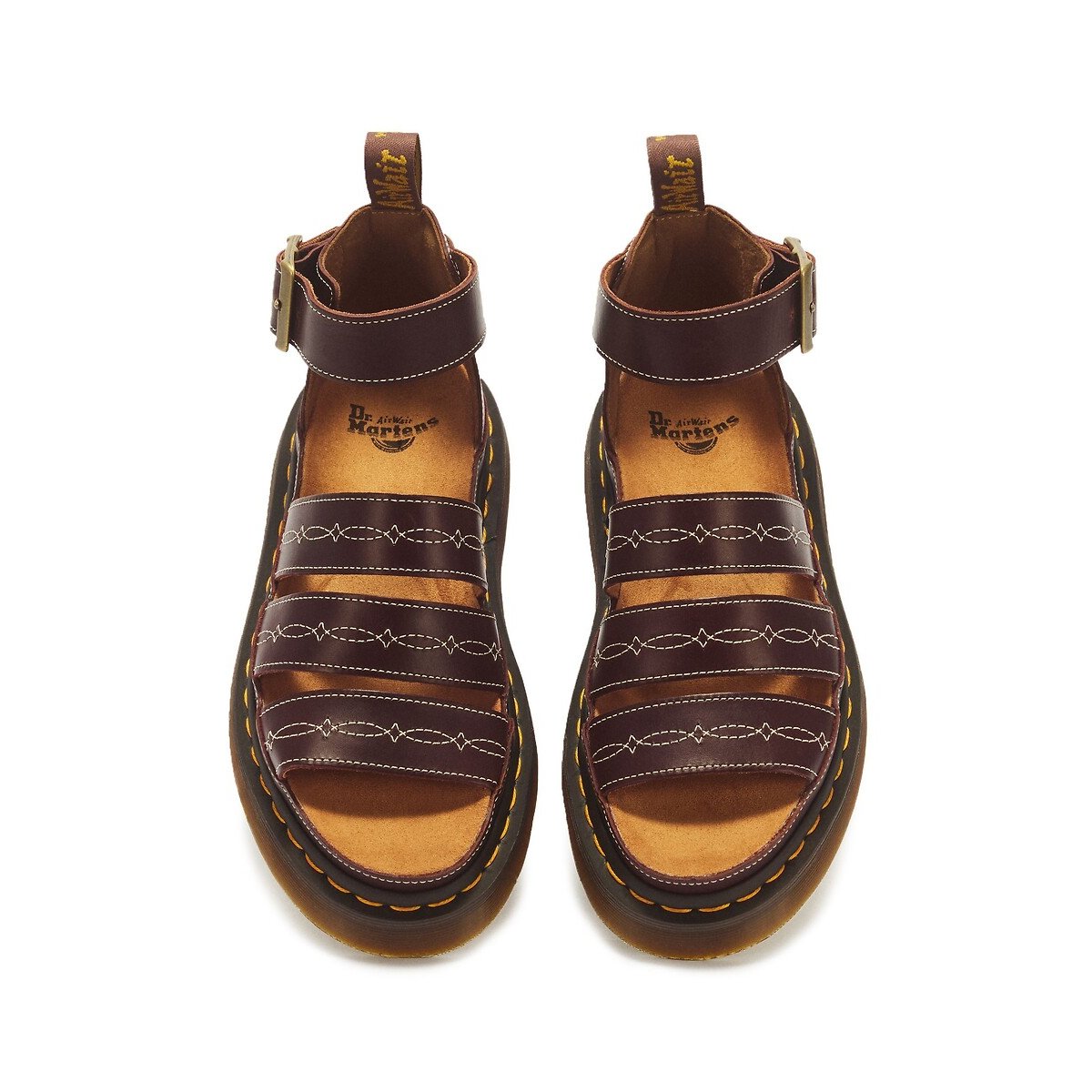 Sandales en cuir, Clarissa Quad Rodeo marron foncé, DR. MARTENS