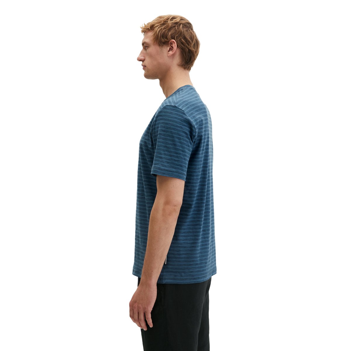 T-shirt regular en jersey slub doux bleu moyen, MARC O'POLO
