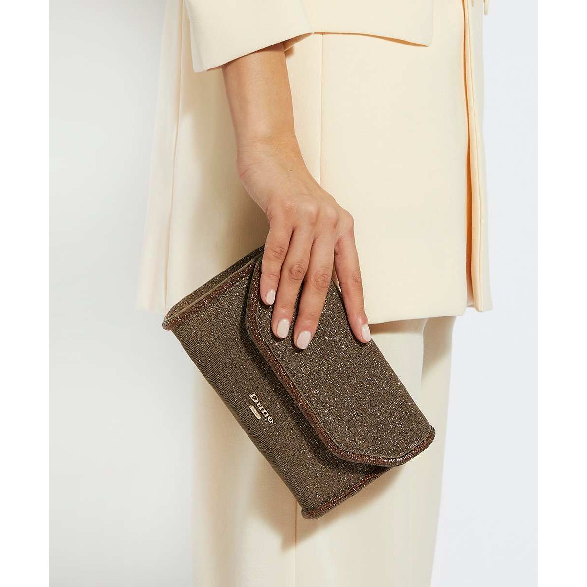 Pochette rigide à bordure en strass - BELLINI bronze-metallic fabric, DUNE LONDON