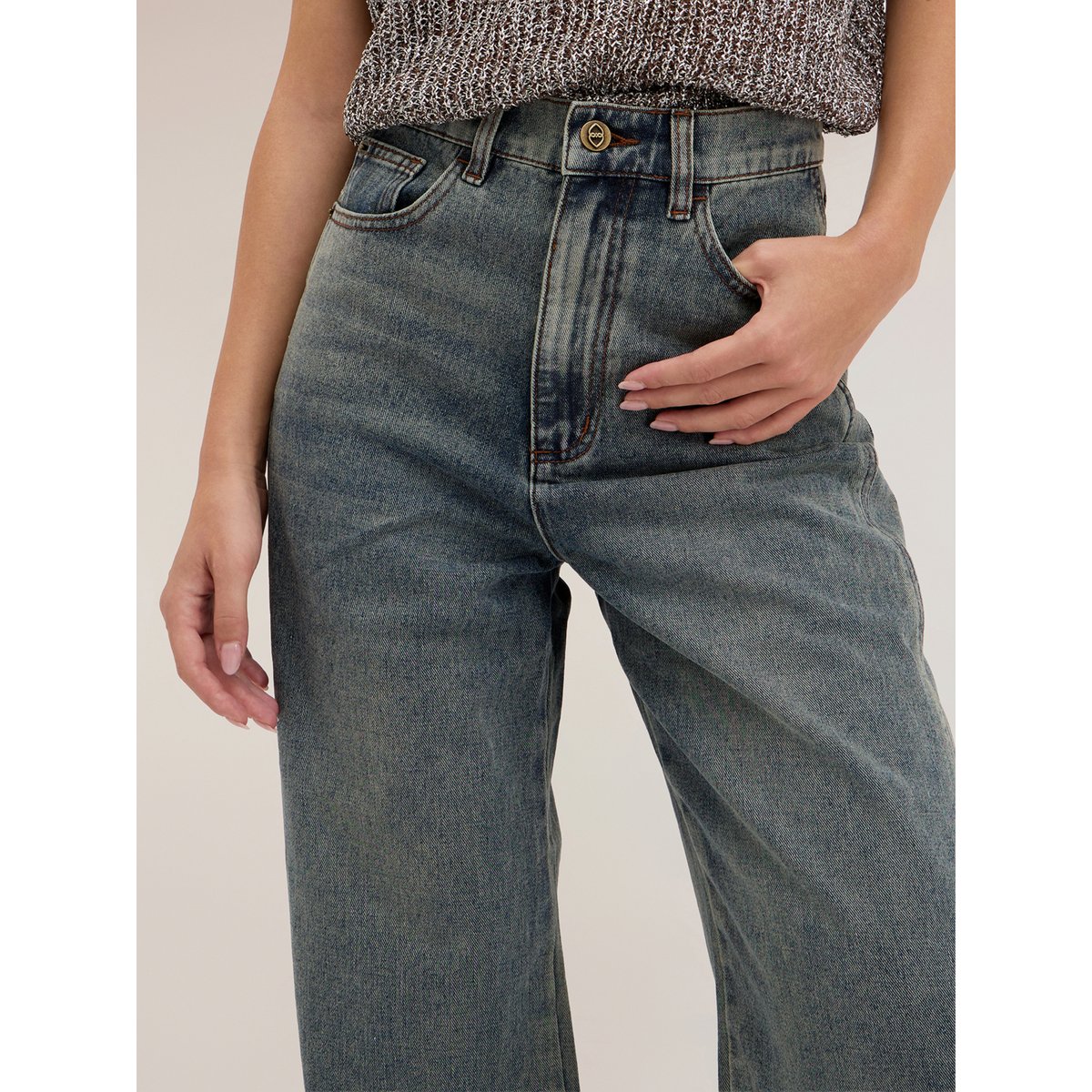 Jean balloon fit taille haute bleu, MOTIVI