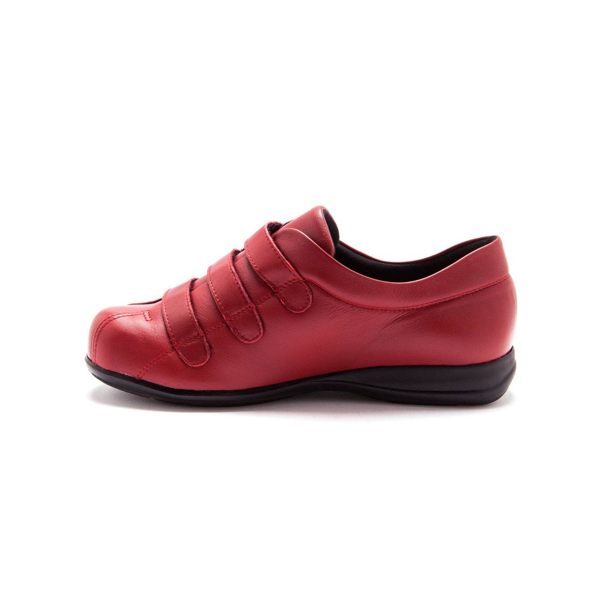 Derbies À Scratch, Ultra Larges Pour Pieds Sensibl rouge moyen uni, PEDICONFORT