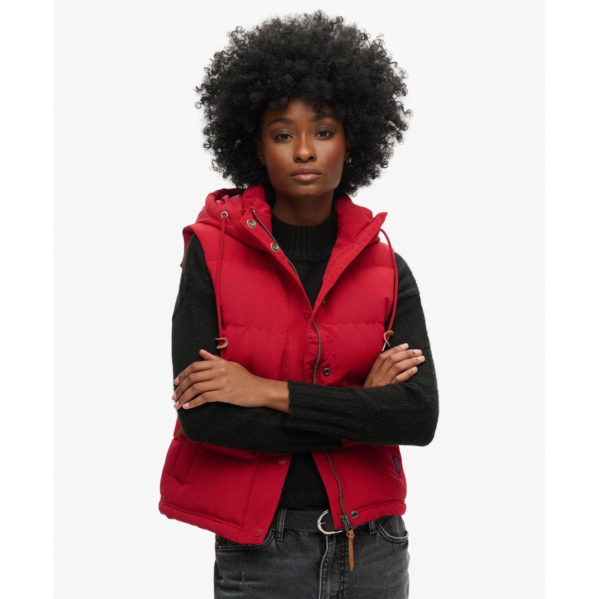 Doudoune Sans Manches À Capuche rouge, SUPERDRY