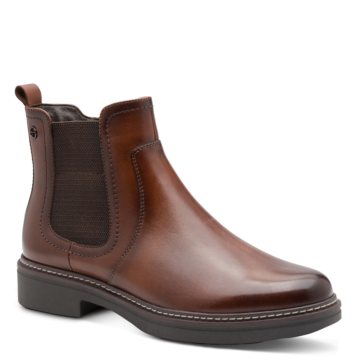 Bottine Chelsea en cuir marron cognac, TAMARIS