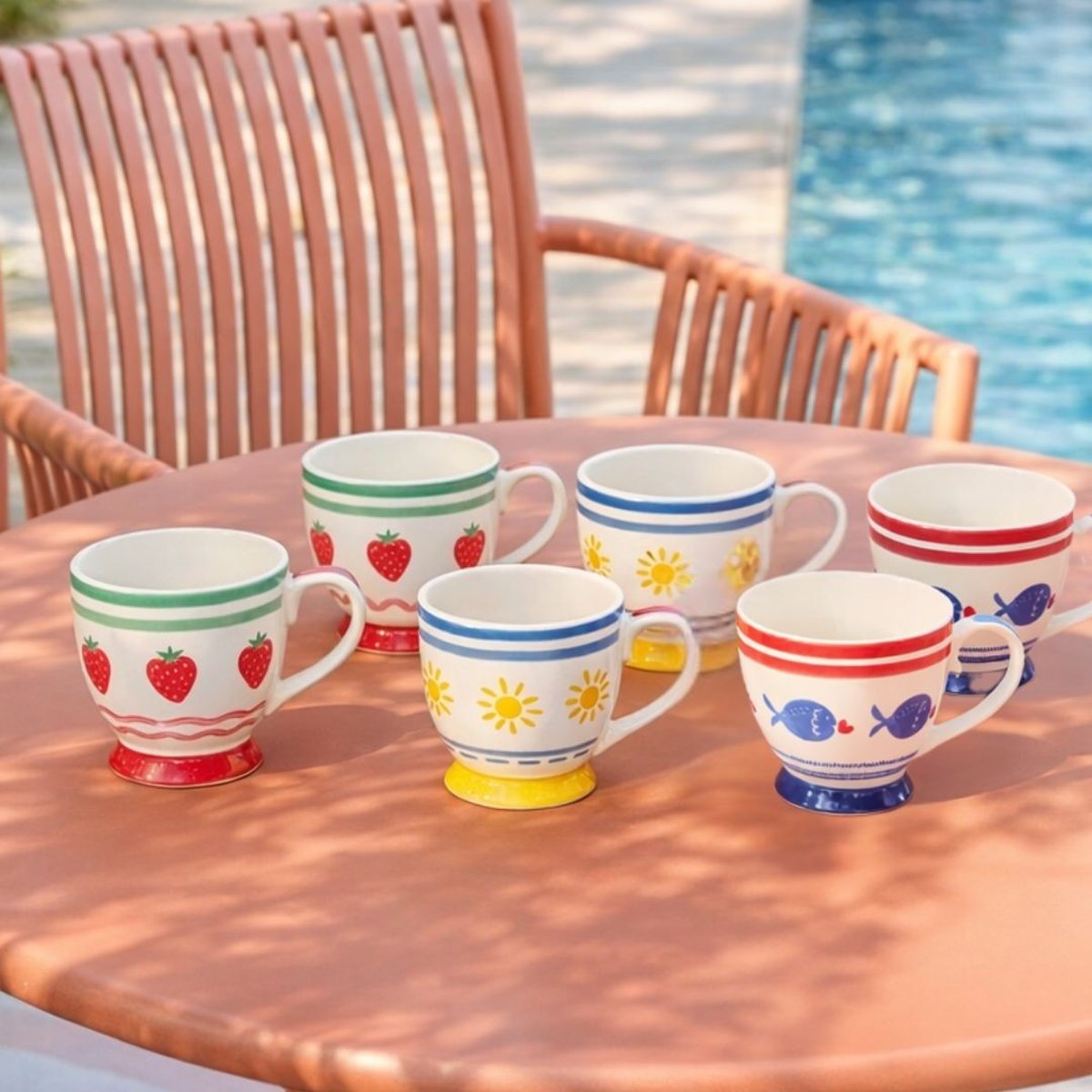 Lot de 6 tasses avec pied, LE PETIT CABANON multicolore, ARTIME