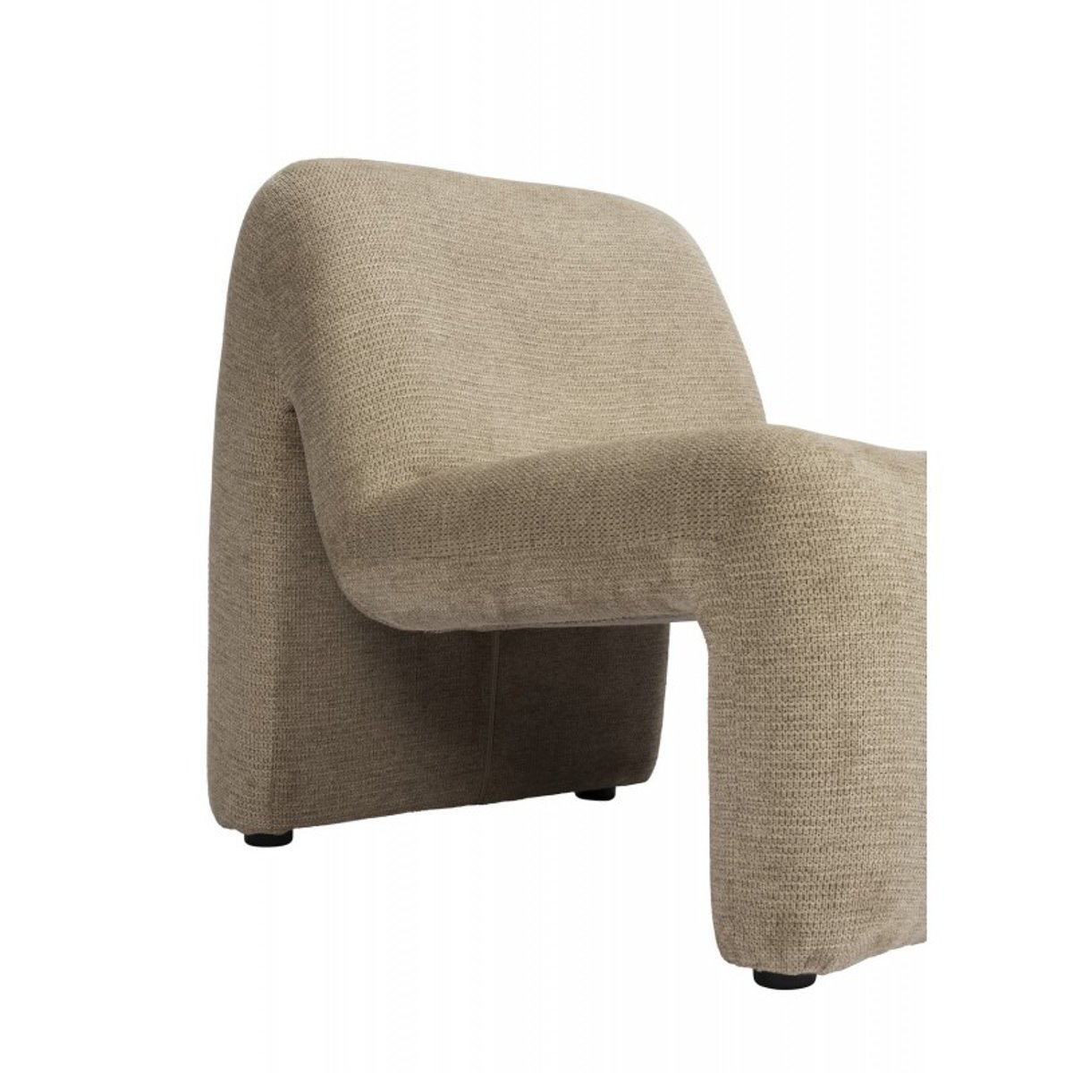 Fauteuil lounge rétro velours beige, MADAM STOLTZ