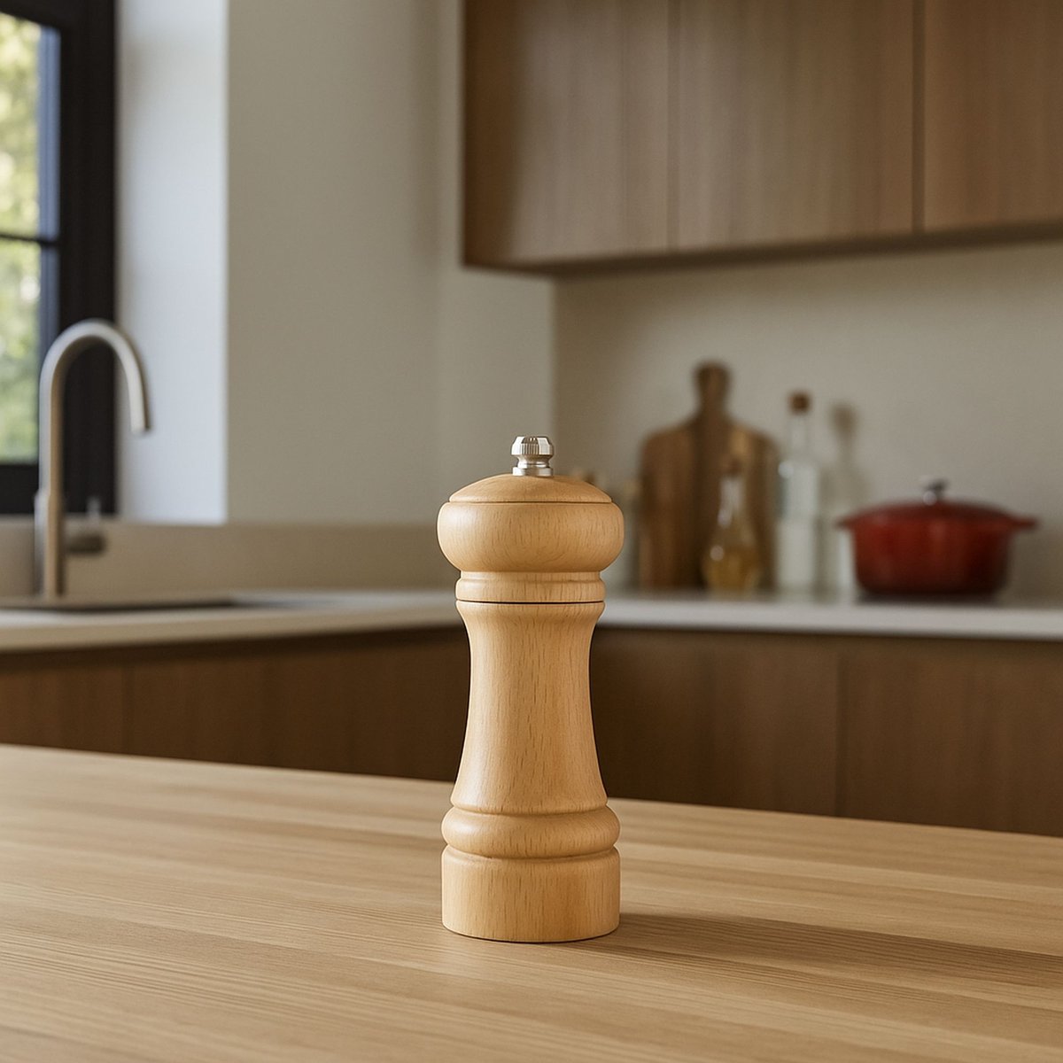 Moulin sel ou poivre 14cm en bois naturel, MENASTYL