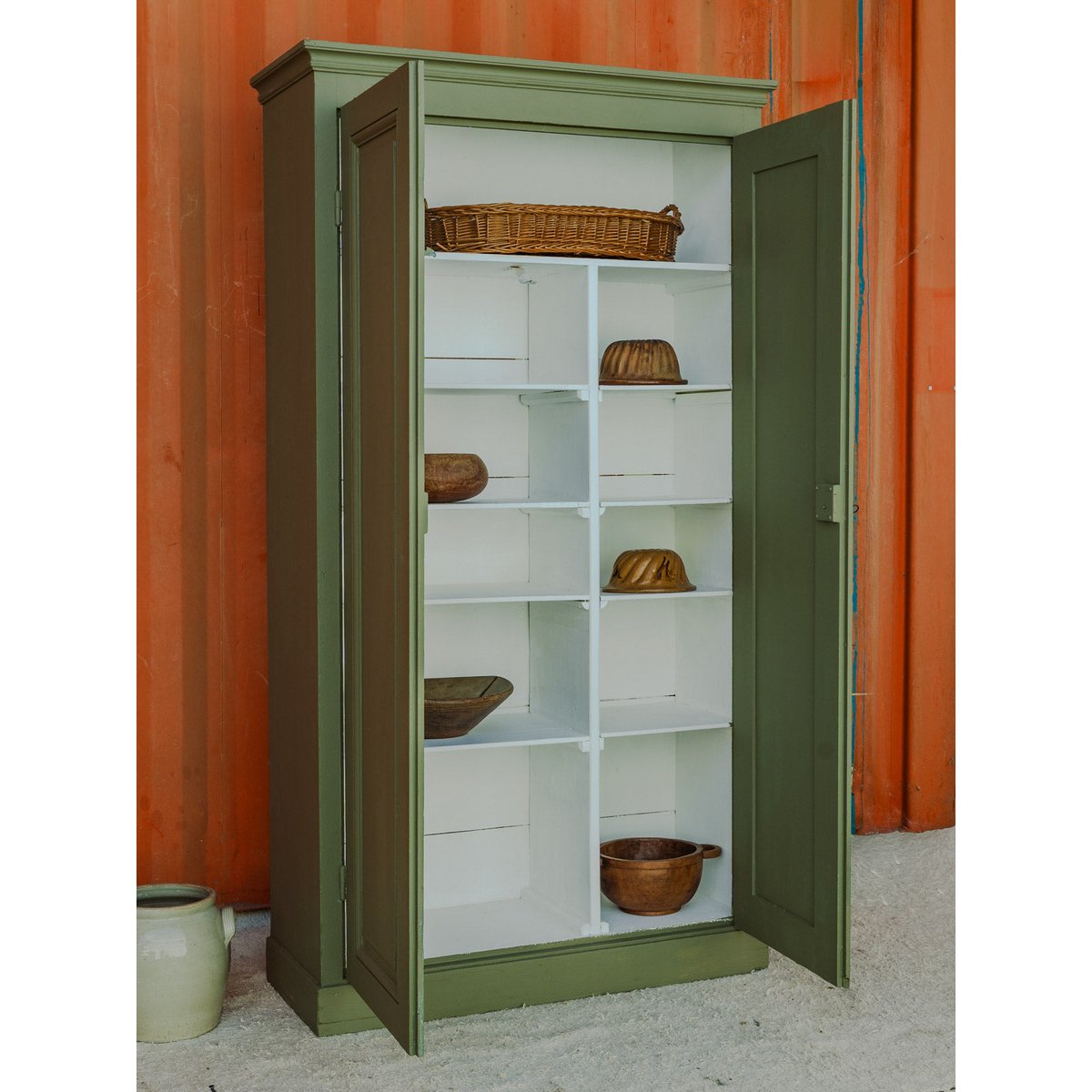 Armoire en bois kaki Blandine N°451 - Bon état kaki, DEBONGOUT