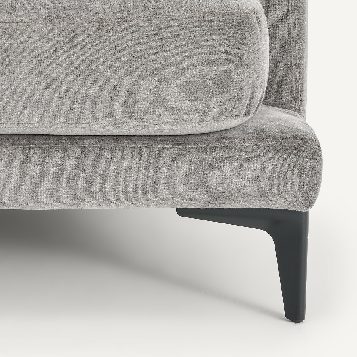 Demi-canapé avec plateau, en velours stone, MODERNISTE gris souris, EMMANUEL GALLINA X AM.PM