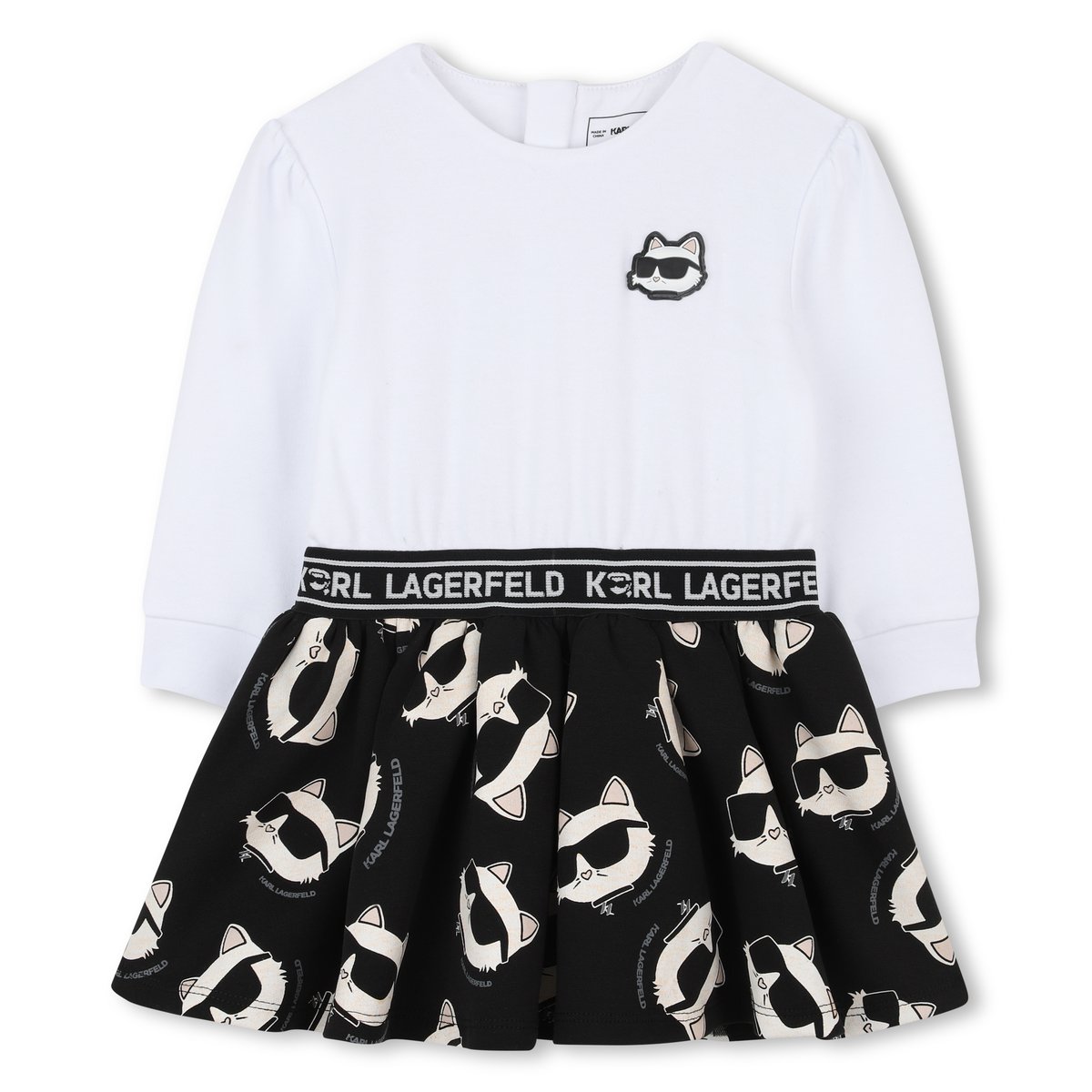 Robe à manches longues blanc noir, KARL LAGERFELD KIDS