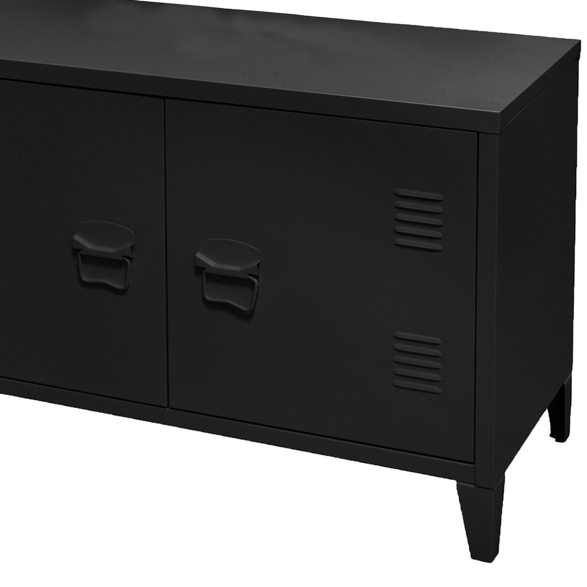 Meuble de télévision style industriel métal noir 100x40x53cm noir, WADIGA