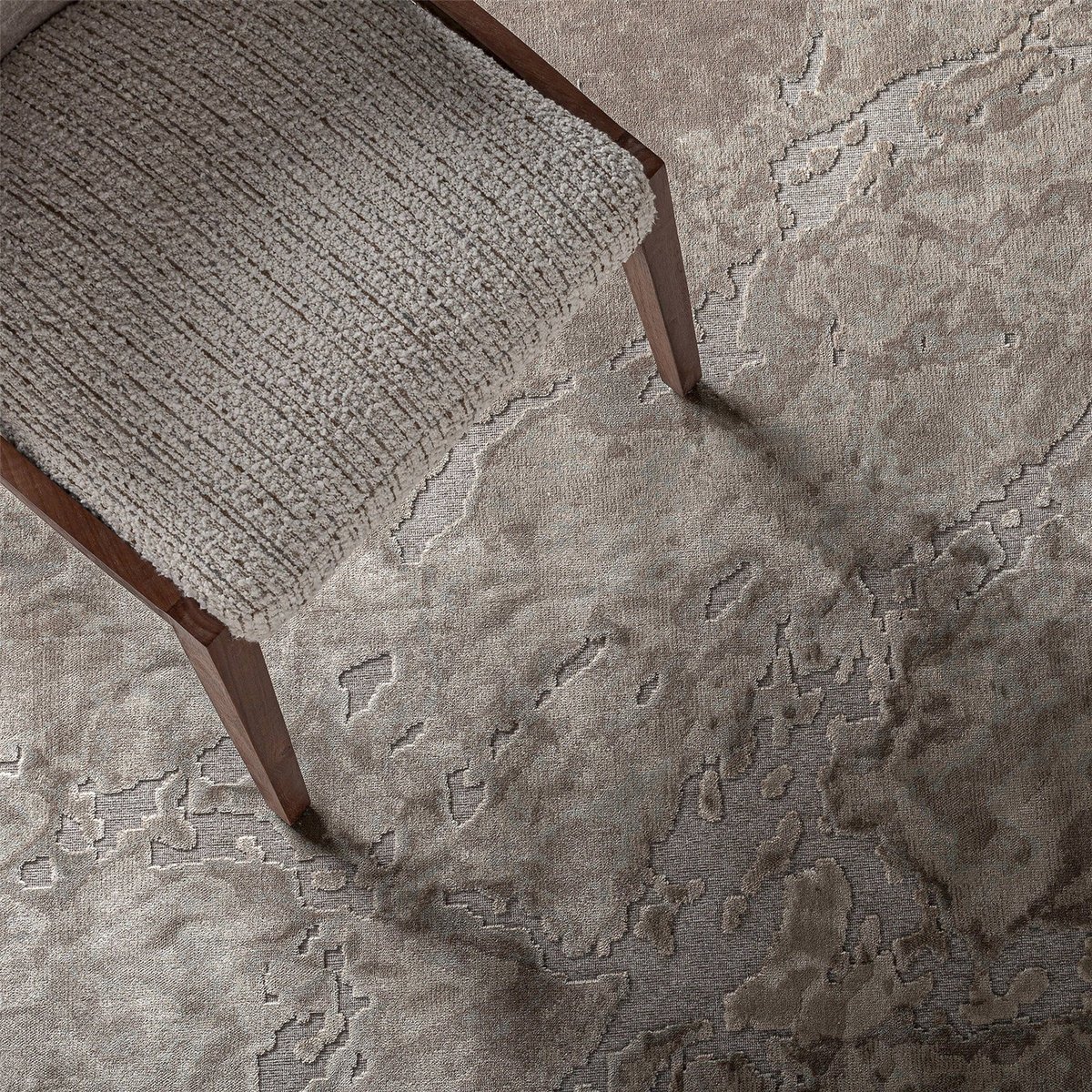Tapis classique en viscose beige clair naturel, RECOLLECTION