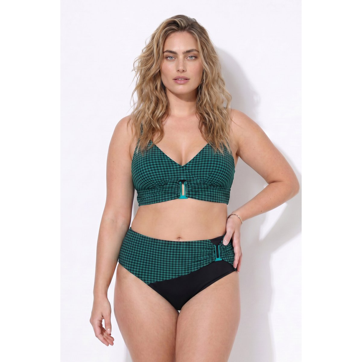 Bikini à carreaux, bonnets souples noir, ULLA POPKEN