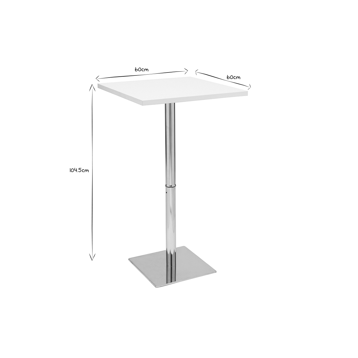Table de bar design carrée blanche L60 cm JACK blanc, MILIBOO