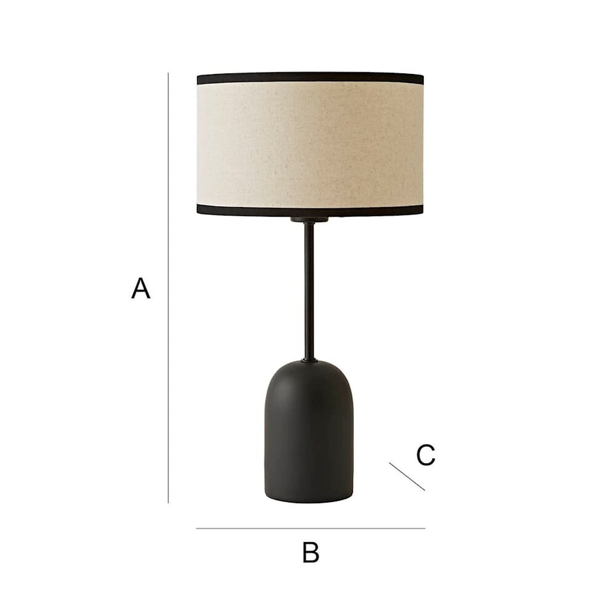 Kory Dome Table Lamp with Linen Shade black, ÉDITÉ