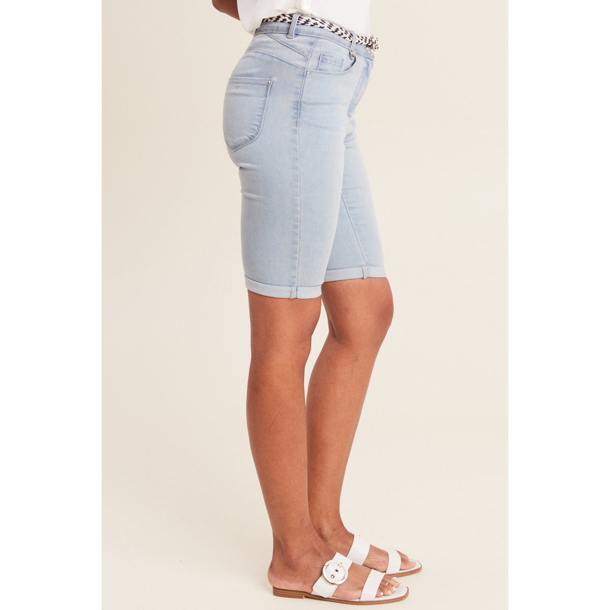 Bermuda ajusté en jean denim double stone, BREAL