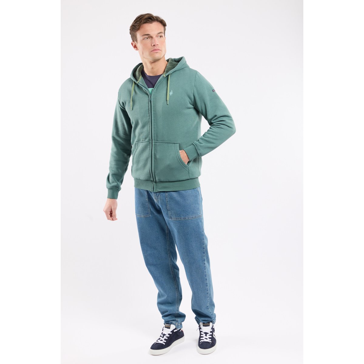 Sweat zippé molleton mixte silver pine, ARMOR-LUX