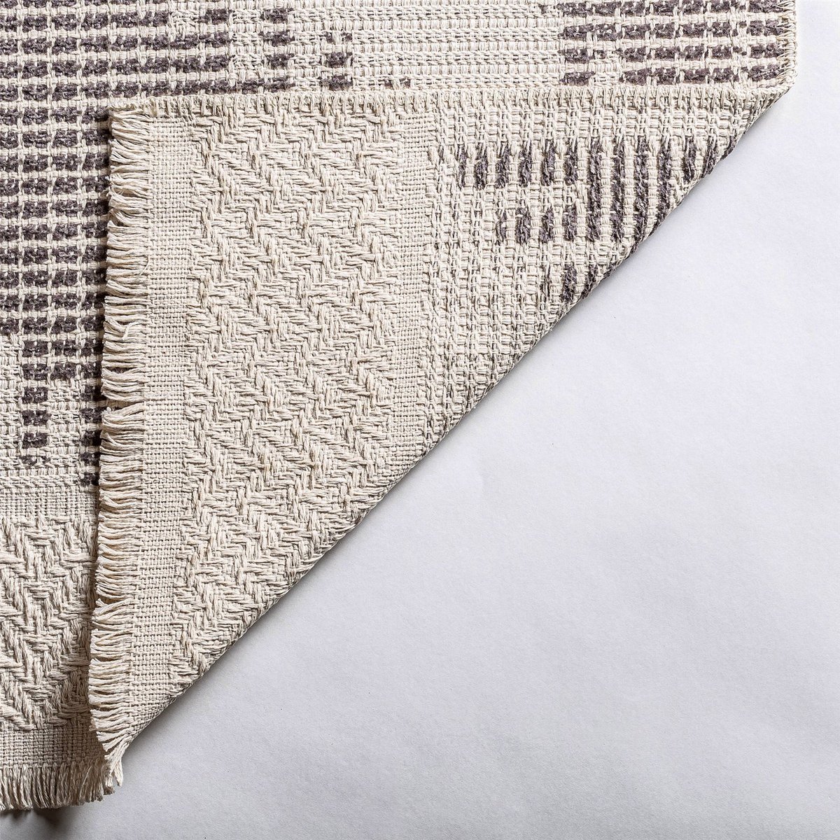 Tapis contemporain en coton et viscose marron et beige naturel, RECOLLECTION