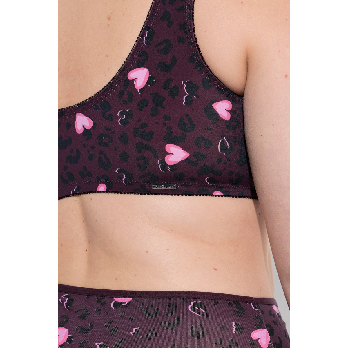 Brassière, motif léopard/cœurs prune foncé, ULLA POPKEN