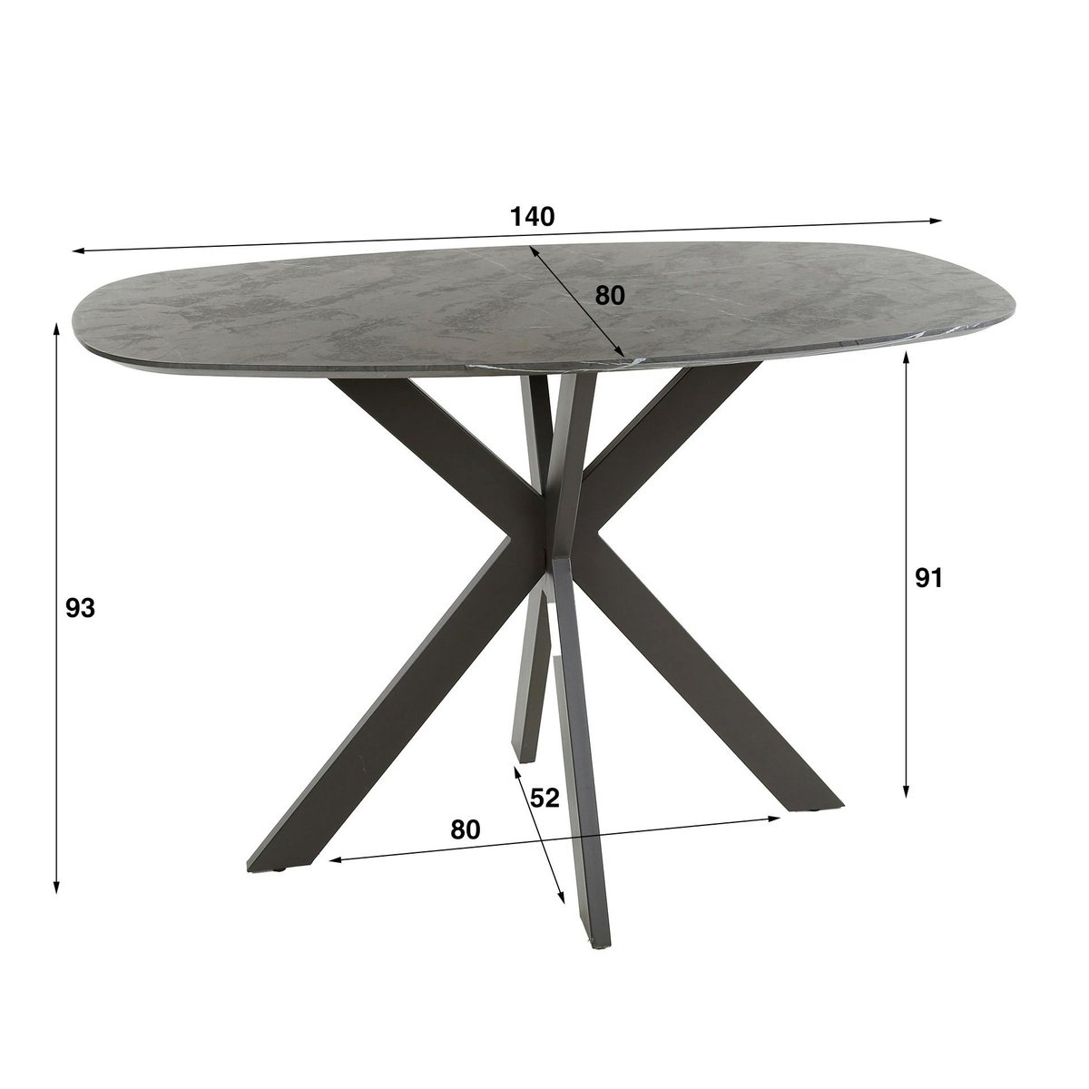 Mange-debout ovale effet onyx 140 cm RALF gris, PIER IMPORT
