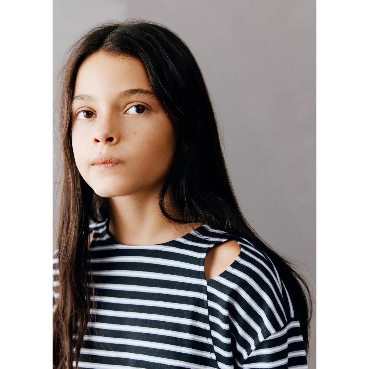 T-shirt rayé avec découpe bleu marine, MANGO KIDS