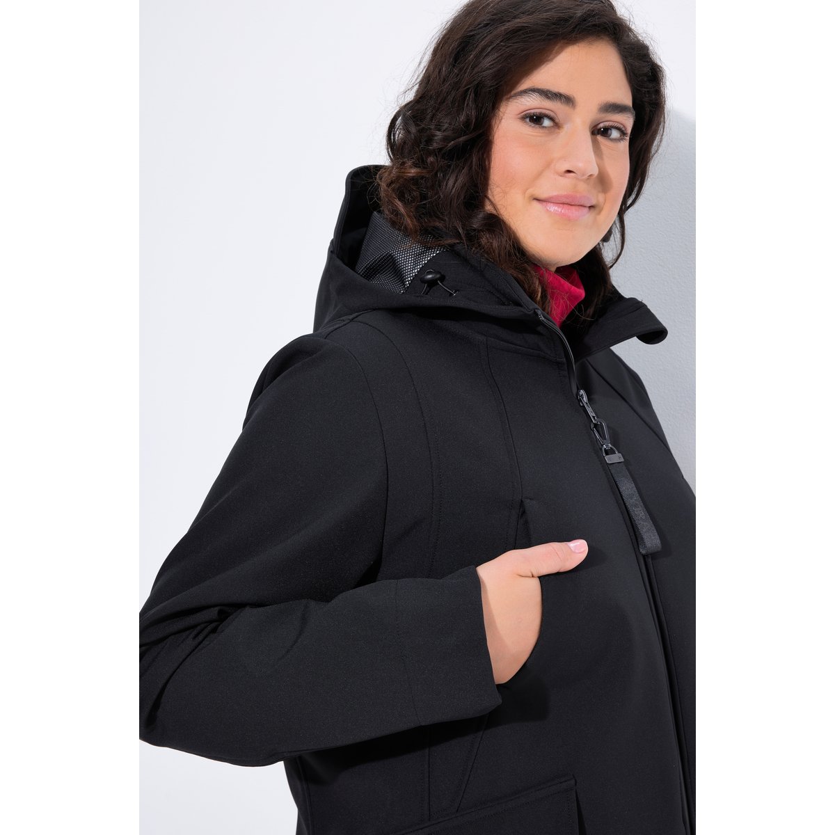 Veste Softshell HYPRAR à capuche, déperlante noir, ULLA POPKEN