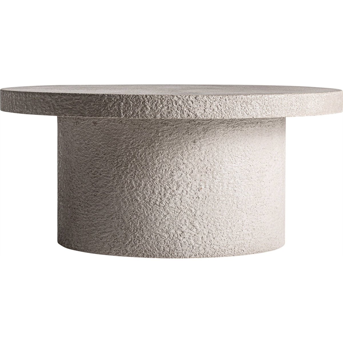 Table basse ronde en ciment blanc cassé, RECOLLECTION
