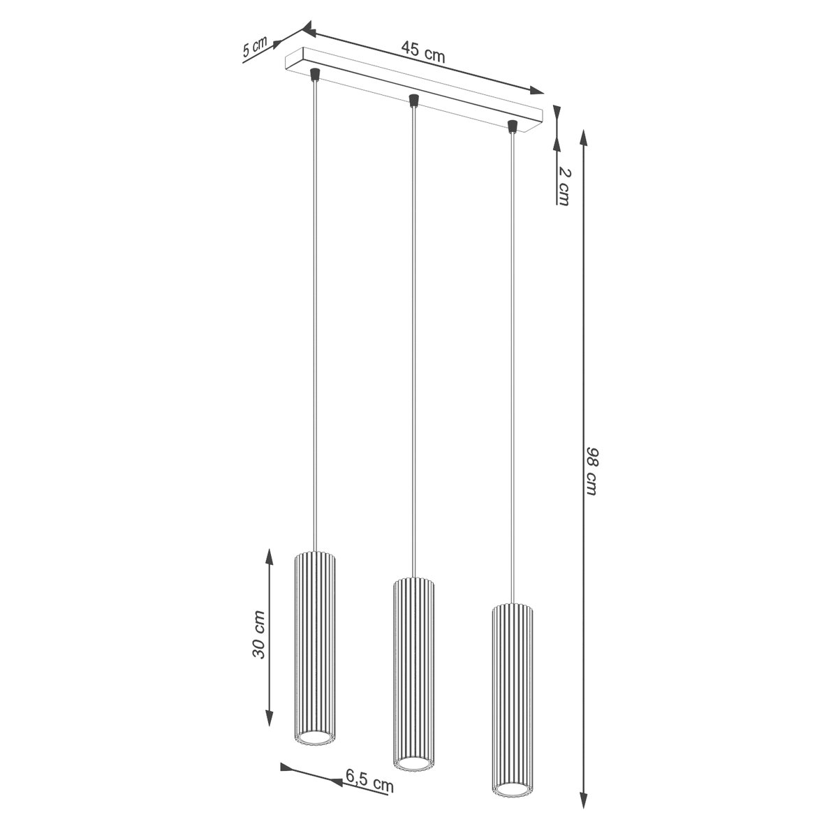Suspension Aluminium Taupe GU10 3 Karbon marron, EDEN