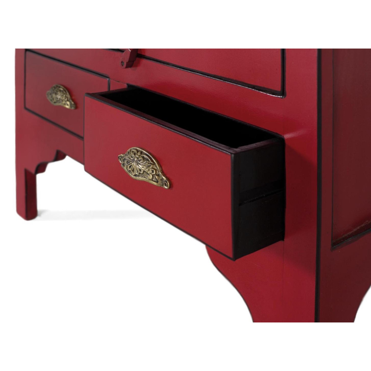 Armoire 2 portes Bois Rouge rouge, DECORATION D’AUTREFOIS