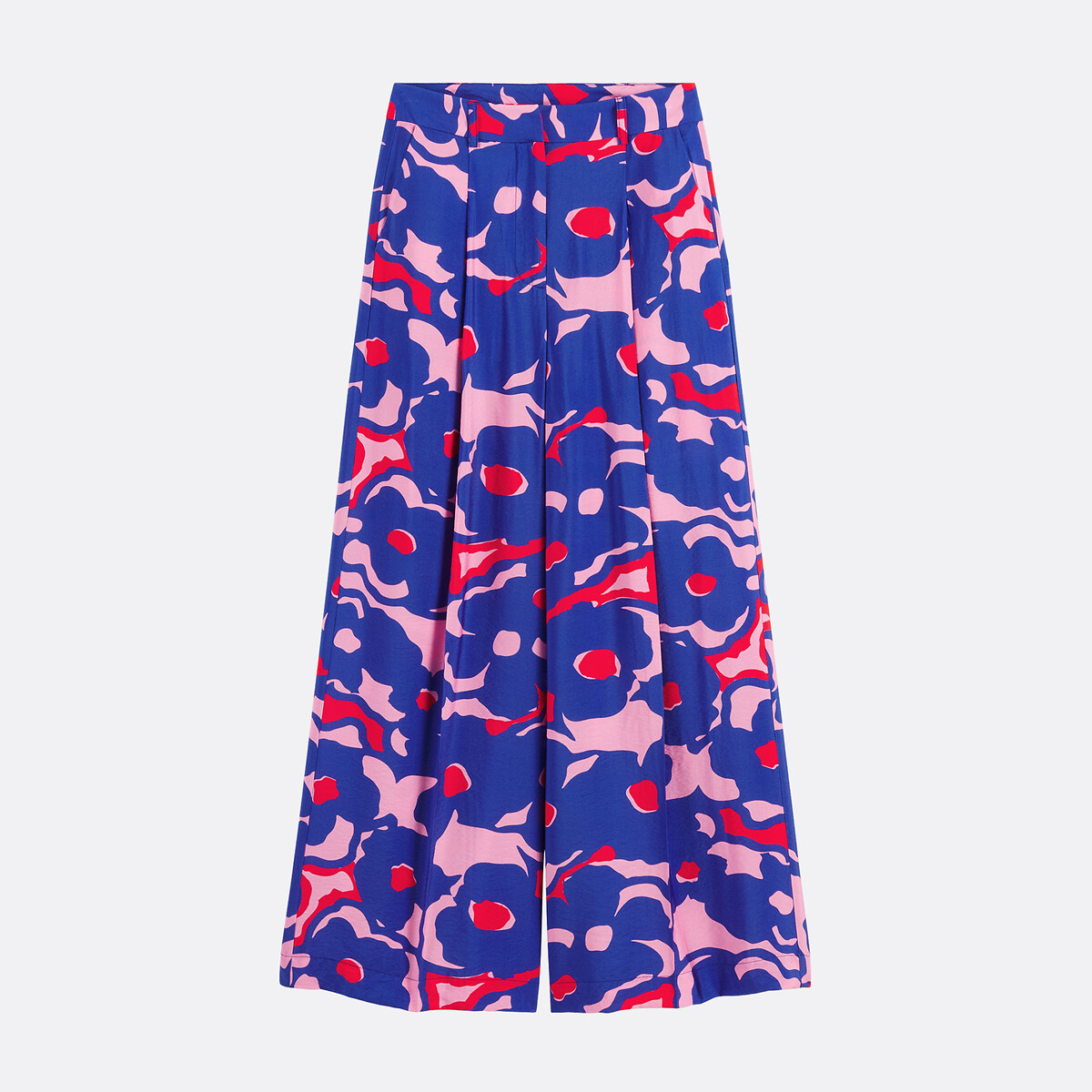 Pantalon large imprimé à pinces imprimé fleur bleu, LA REDOUTE COLLECTIONS