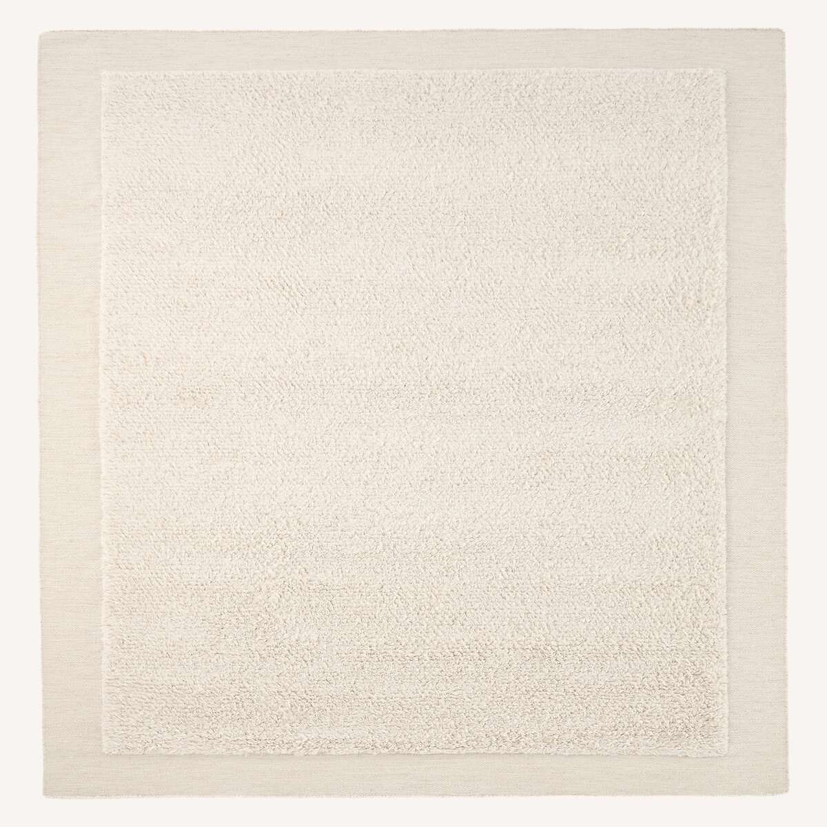 Tapis carré XL, noué à la main, en laine, EDGI craie, AM.PM